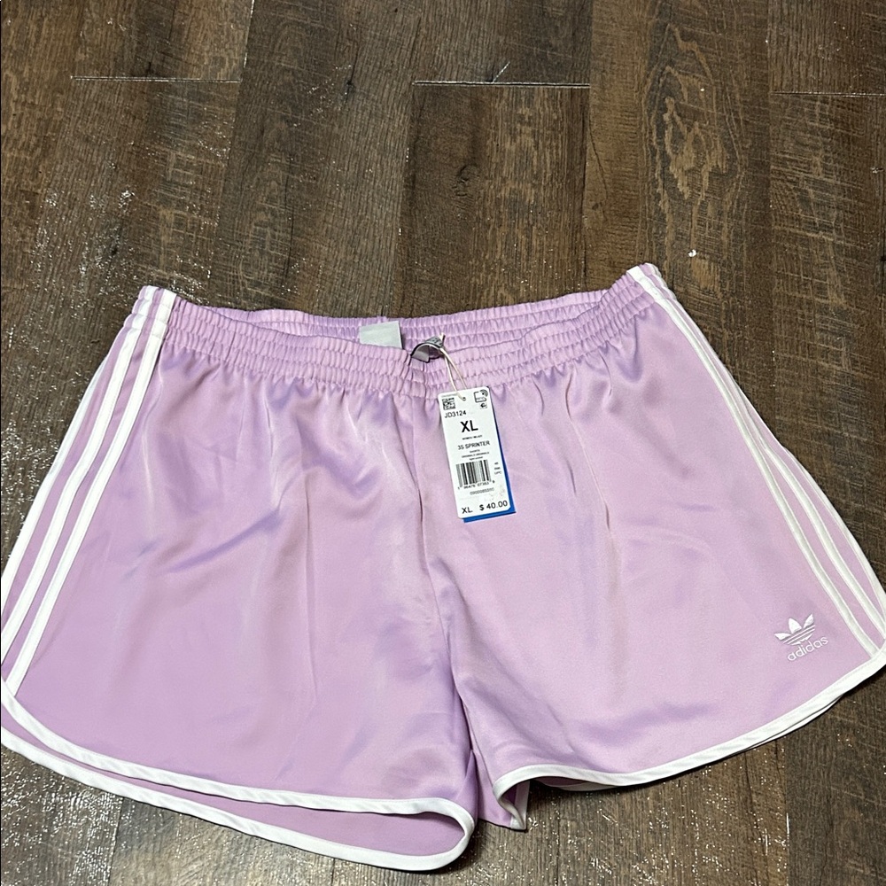 Adidas Women's Light Purple‎ Athletic Shorts Sprinter 3 Striped Size XL